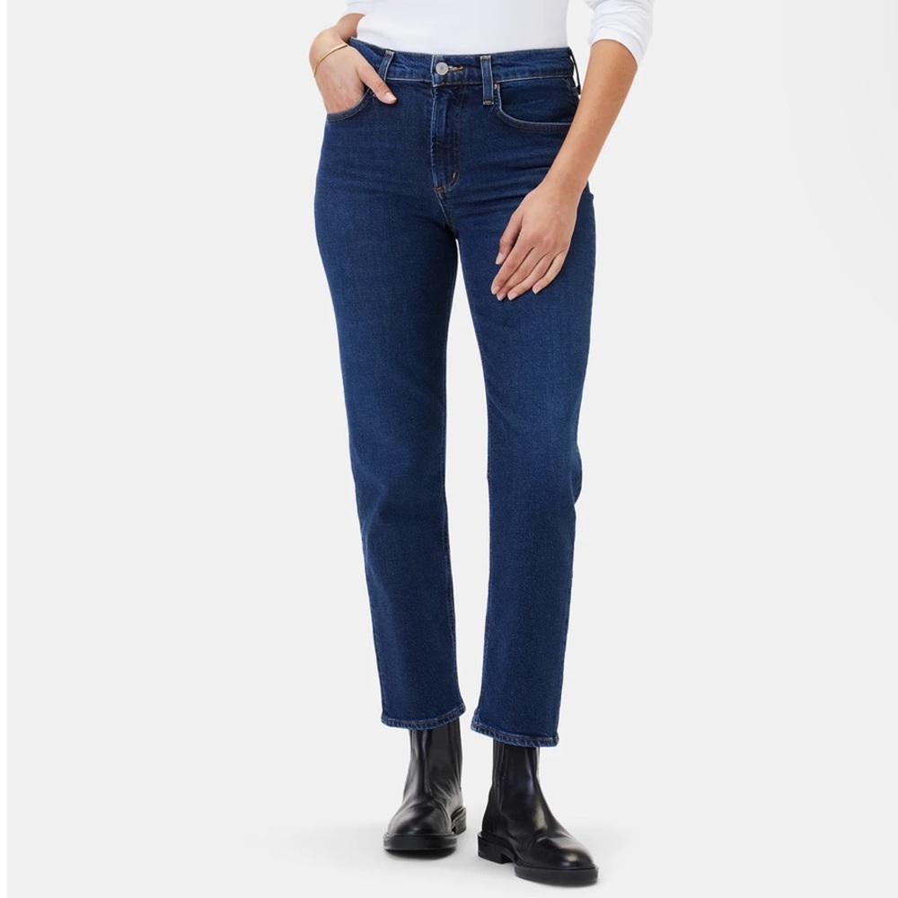 AGOLDE Kye Mid Rise Straight Crop Jeans in Song wash